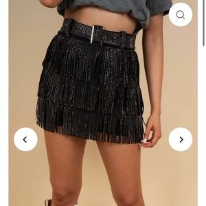 Black fringe sequin skirt
